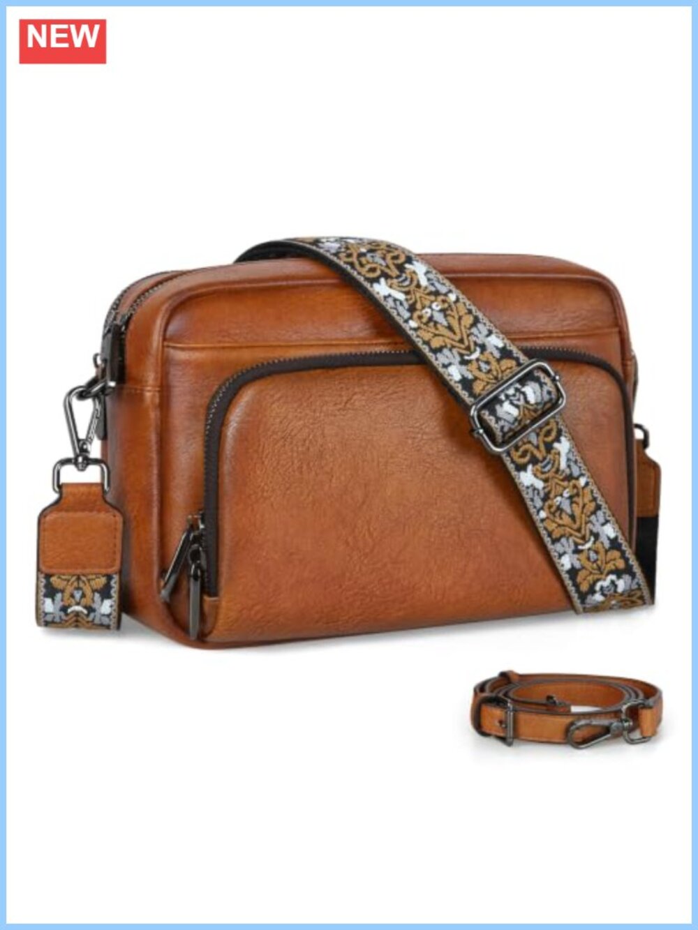 Anti Theft Crossbody Bag Faux Leather Water-Dyed